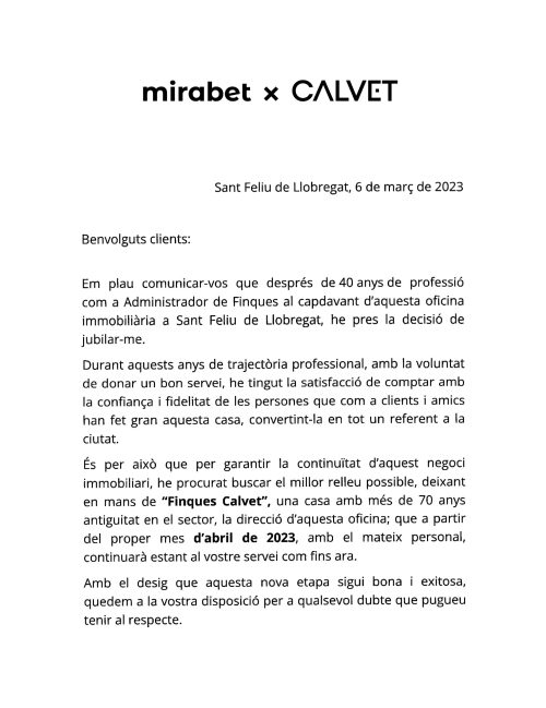 Carta Mirabet x CALVET II